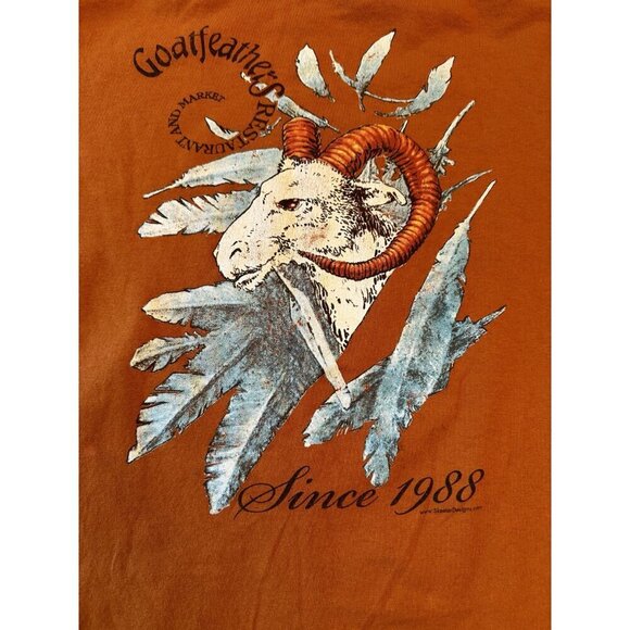Confetti's Santa Rosa Beach Goatfeathers T-Shirt Orange Graphic Print S - Picture 5 of 6